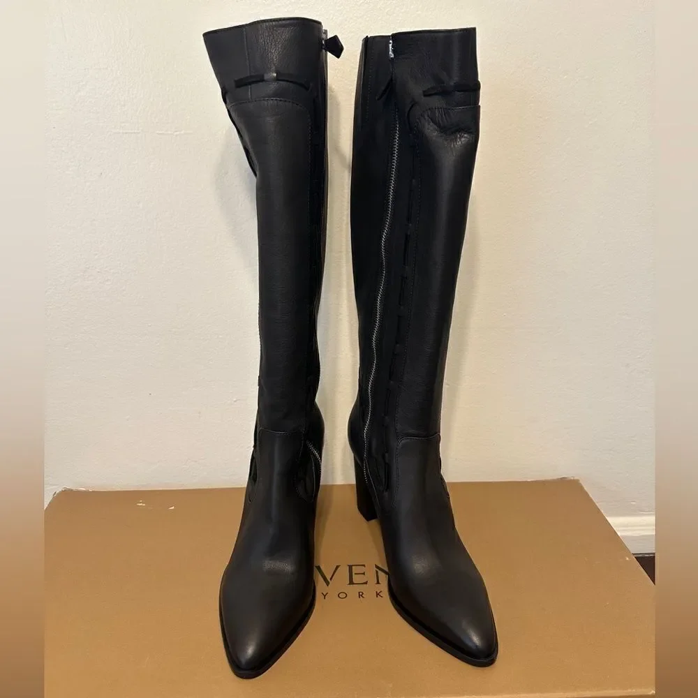 Sylven New York Women’s straps tall  leather  boot in black Sz 11, new in box